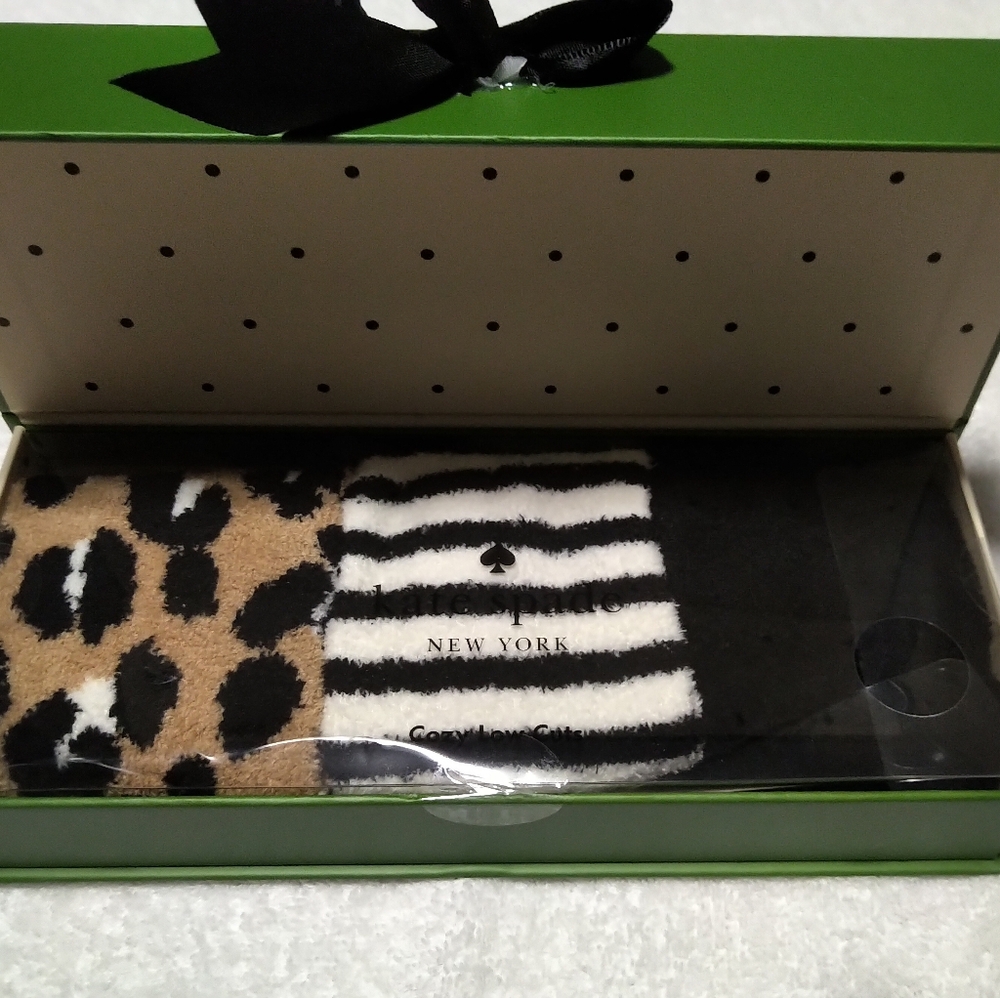 BRAND NEW Kate Spade 3-Pack Cozy Low Cuts Socks in Leopard, Stripes, and Black